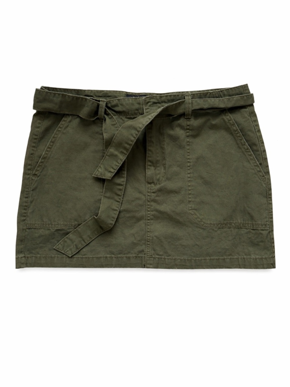 Indigo Rein Olive Green Utility Mini Skirt Size XL Belted Cargo Style